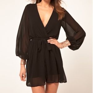 ASOS LBD Wrap Mini Dress with Gold Sequin Cuffs